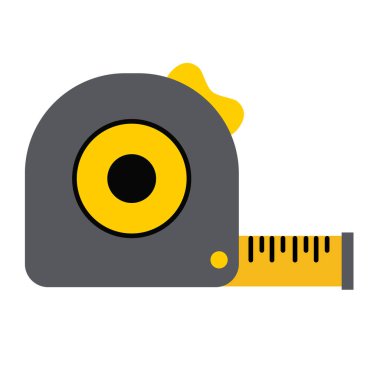 Beyaz arkaplandaki bant aracı simgesi ölçülüyor. Düz stil. Yuvarlak cetvel işareti. sihirli top sembolü.