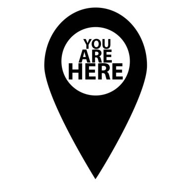 Beyaz arka planda simge olarak bulunuyorsunuz. Harita işaretçisi işareti. İşaretleme konumu simgesi burada. harita pin sembolü.