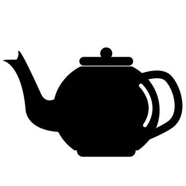 Beyaz arkaplanda çaydanlık ikonu. Düz stil. çay sembolü. Çaydanlık işareti. seramik çaydanlık simgesi.