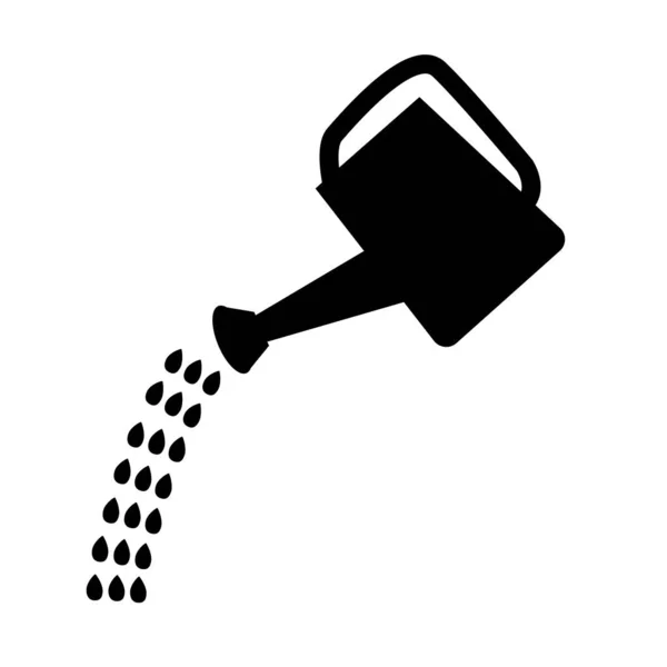 Watering Can Icon White Background Flat Style Watering Can Drops — Stock Vector