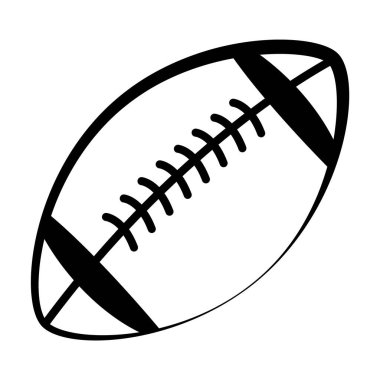 Beyaz arka planda Amerikan futbolu ikonu. Siyah futbol tabelası. Düz stil. Spor topu sembolü. ragbi topu işareti.
