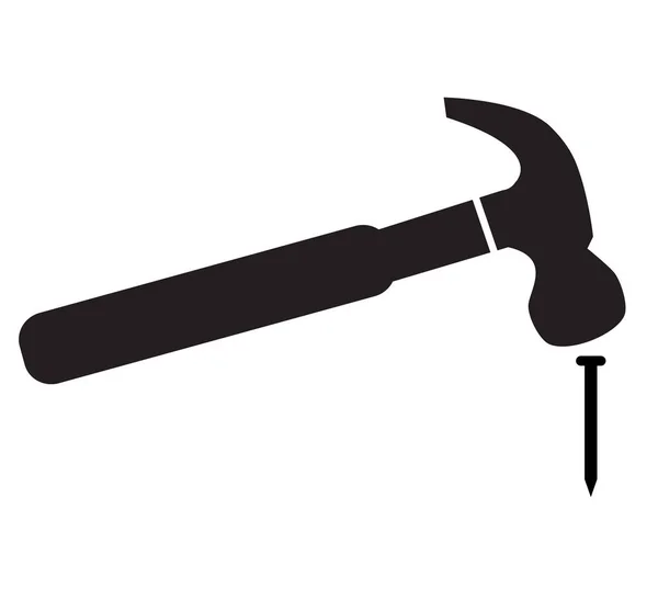 Hammer Hitting Nail Icon White Background Flat Style Hammer Nail — Stock Vector