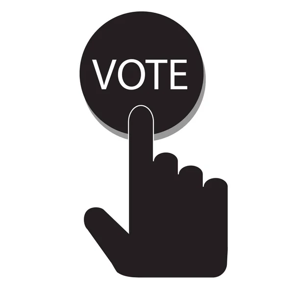 Hand Pressing Button Text Vote Icon White Background Flat Style — Stock Vector