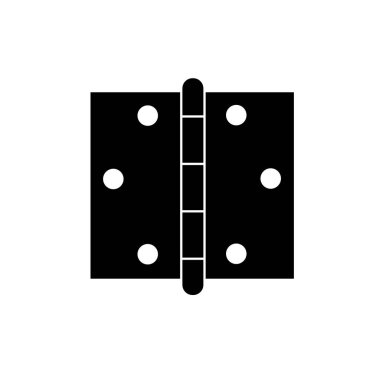 Beyaz arkaplanda menteşe simgesi var. Düz stil. Kapı menteşesi işareti.