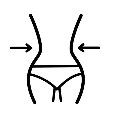 Beyaz arka planda bel simgesi. Düz stil. Bel işareti. Kilo kaybı sembolü. zayıflatma kavramı.