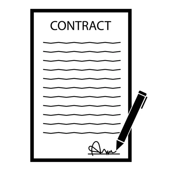 Icône Signature Contrat Sur Fond Blanc Accord Symbole Signature Symbole — Image vectorielle