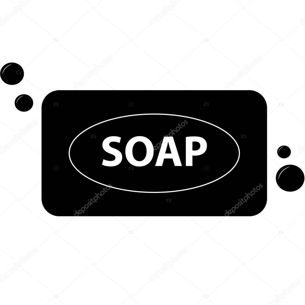 Soap icon on white background. flat style. soap bar and bubble sign. bell symbol. soap logo.