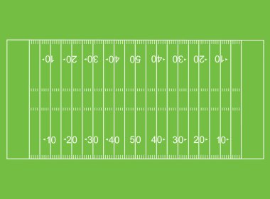 Amerikan futbol sahası. Futbol sahası en üstte. düz biçim. 