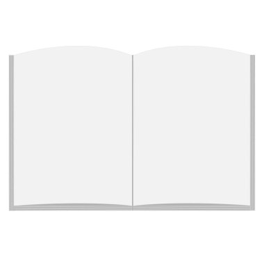 Beyaz arka plan hakkında boş bir kitap. Düz stil. Üst görünümü aç. Kitap işaretini aç. 