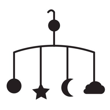 Beşik tabelası için şirin bebek arabası. Yeni doğan için oyuncaklar. bebek mobil oyuncak minimalist sembol. düz biçim.