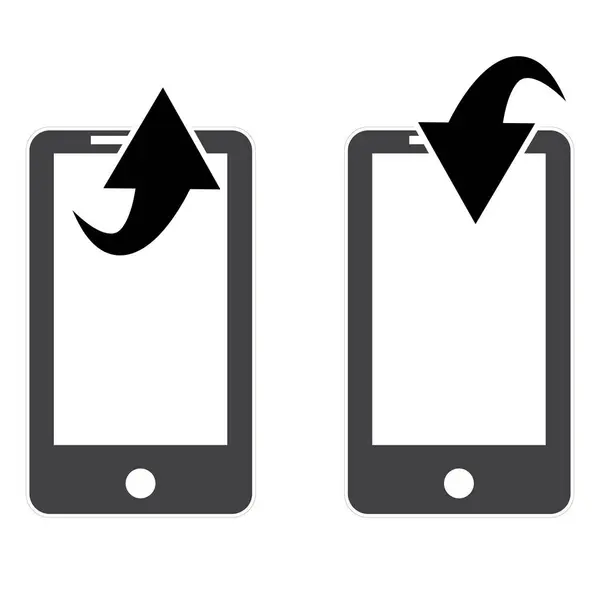Скачать Загрузить Значок Мобильного Приложения Белом Фоне Телефон Стрелкой Загрузки — стоковый вектор