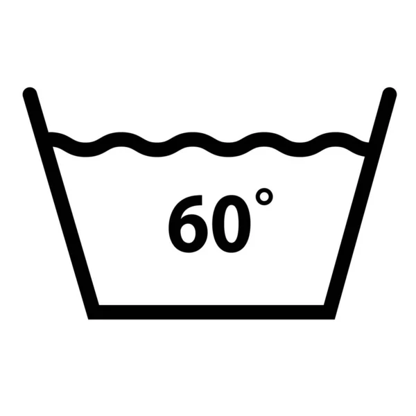 Machine Wash Temperature Icon White Background Washing Sign Flat Style — Stock Vector