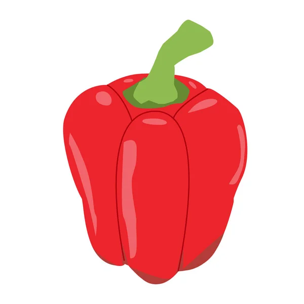 白を基調とした新鮮な赤唐辛子の野菜アイコン 新鮮な赤いパプリカのサイン 農産物市場のシンボルのコショウ 赤ピーマンのロゴ フラットなスタイル — ストックベクタ