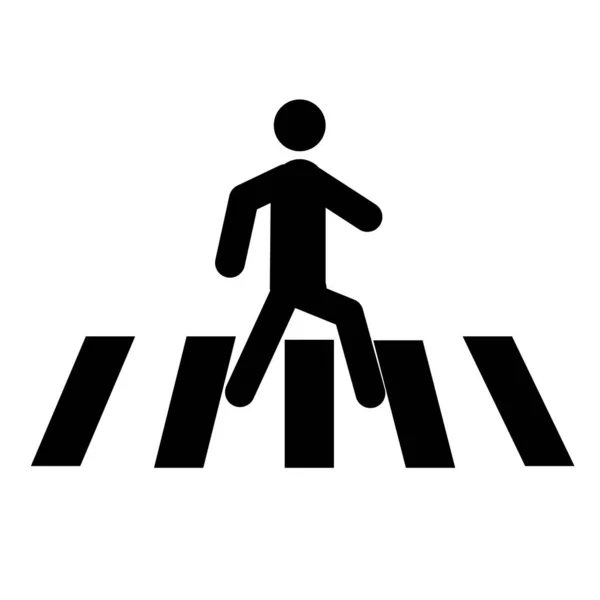 人们在白色背景上的人行横道图标 平坦的风格 行人过马路的标志 斑马交叉符号 — 图库矢量图片