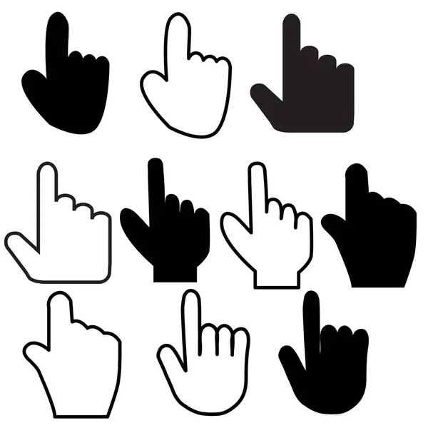 Handsymbol Auf Weißem Hintergrund Klicken Sie Auf Handumreißungszeichen Fingerberührung Einfaches — Stockvektor