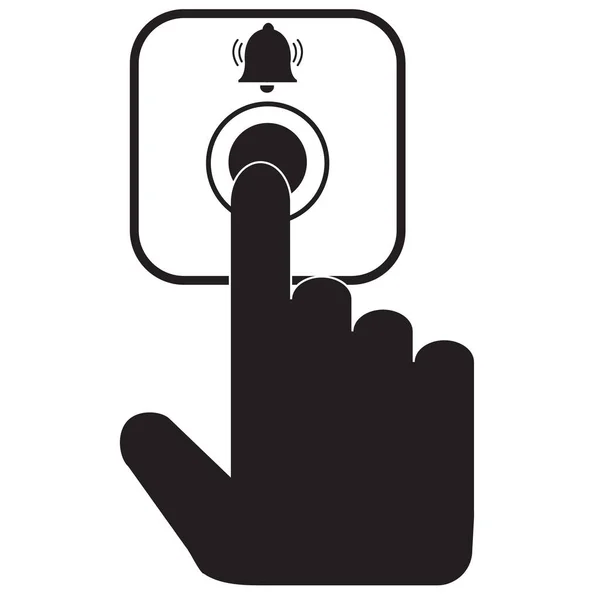 Ring Door Bell Icon White Background Flat Style Hand Pushing — Stock Vector