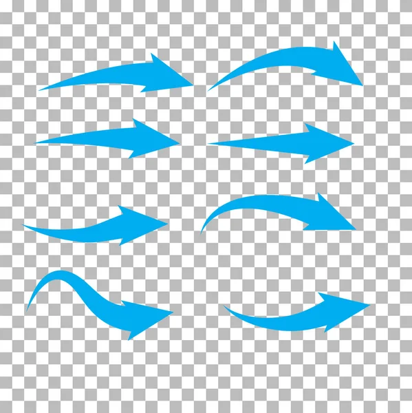 Conjunto Flecha Azul Sobre Fondo Transparente Señal Flecha Azul Estilo — Vector de stock