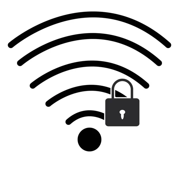 Bloccare Icona Wifi Sfondo Bianco Password Simbolo Segnale Sicurezza Wifi — Vettoriale Stock