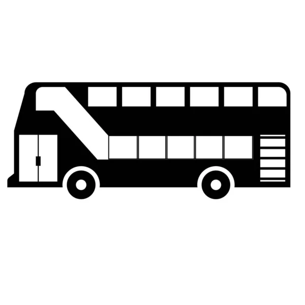Beyaz Arkaplanda Çift Katlı Otobüs Simgesi Otobüs Tabelası Düz Stil — Stok Vektör