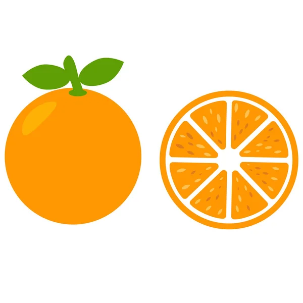 Icono Fruta Naranja Sobre Fondo Blanco Signo Rebanada Naranja Símbolo — Vector de stock