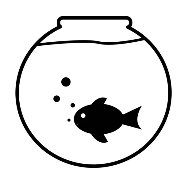 Icono Pecera Sobre Fondo Blanco Signo Acuario Peces Nadando Una — Vector de stock