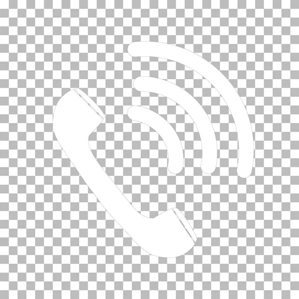 Weißes Klingelndes Telefonsymbol Auf Transparentem Hintergrund Retro Symbol Flacher Stil — Stockvektor