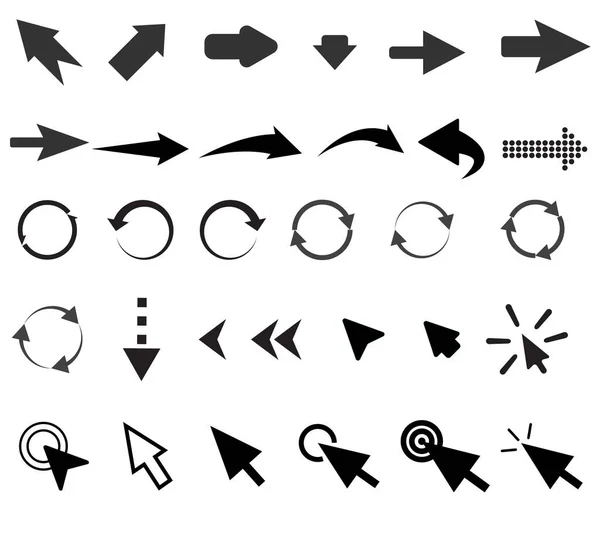 Beyaz Arkaplanda Koleksiyonu Simgesi Simgesi Koleksiyonu Imleç Oklar Işareti — Stok Vektör