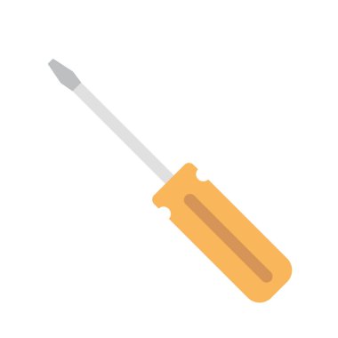 Beyaz arkaplanda tornavida simgesi. Tornavida metal alet işareti. Ev onarımı konsepti. düz biçim.