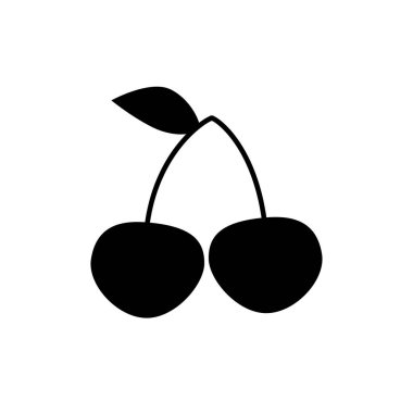 kiraz rengi beyaz arka plan. Böğürtlen silueti. kiraz siyahı işareti. düz biçim. 