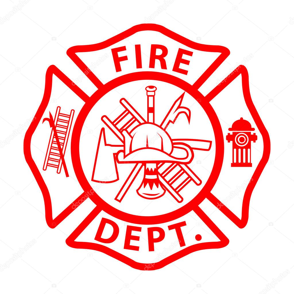 fireman emblem sign on white background. fire department symbol. flat style.