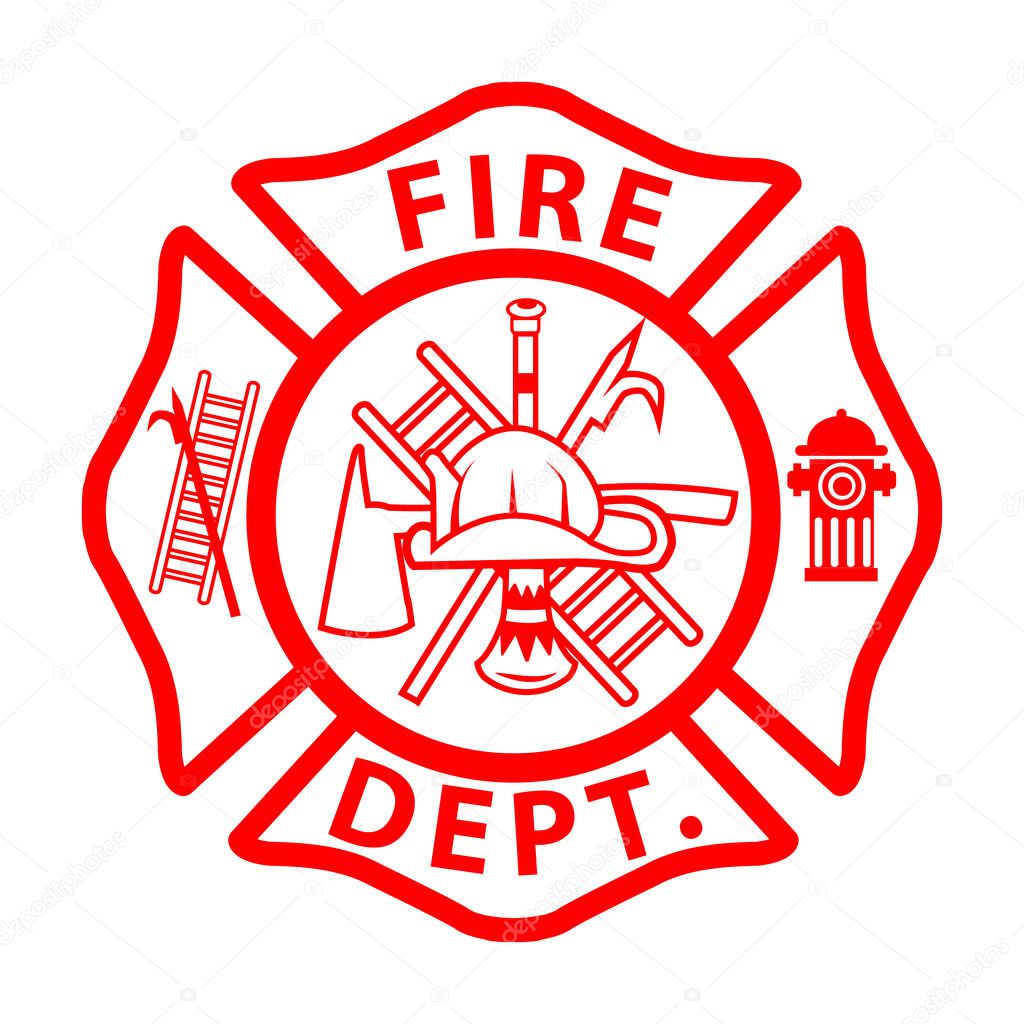 Fireman emblem sign on white background. fire department symbol. flat style.