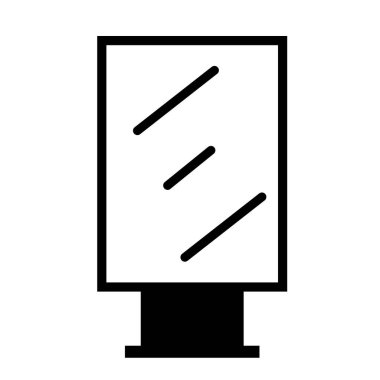 Beyaz arkaplanda reklam panosu simgesi. Reklam sembolü için boş ilan panosu. Şehir ışığı ekran tabelası. Açık hava reklam standı. düz biçim.