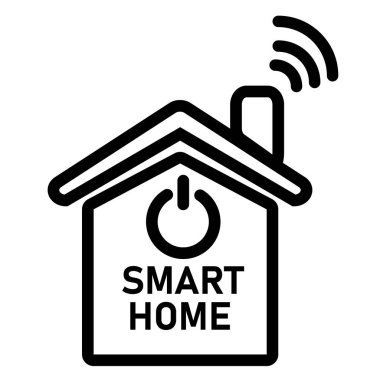 Beyaz arka planda akıllı ev simgesi. Kablosuz teknoloji evi tabelası. ev otomasyon uygulaması. ev aygıtı kurulum hizmetleri. düz biçim.