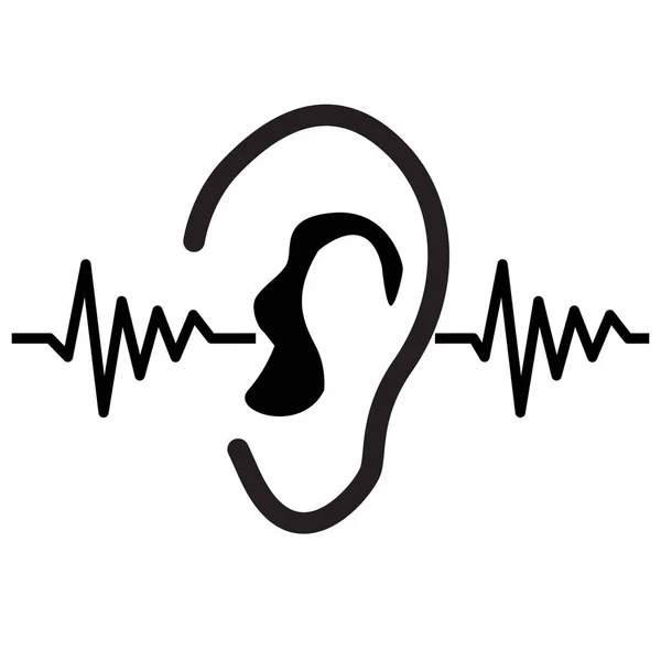 Bära Test Ikon Vit Bakgrund Ljudvågor Som Går Genom Mänskligt — Stock vektor