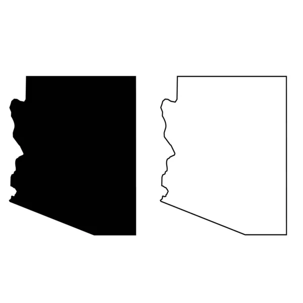 Arizona Mappa Silhouette Sfondo Bianco Paese Degli Stati Uniti America — Vettoriale Stock