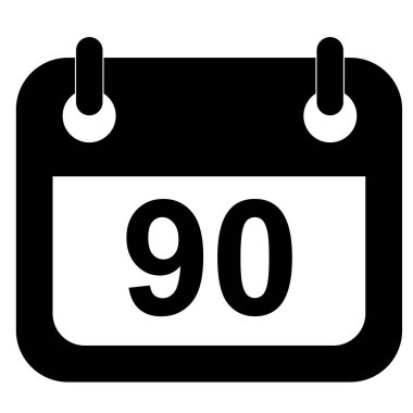 Beyaz arka planda üç aylık bir simge. 90 günlük izin. düz biçim. 