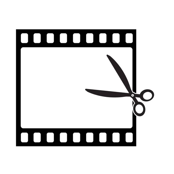 Video Editing Icon White Background Video Trim Sign Film Scissors — Stock Vector