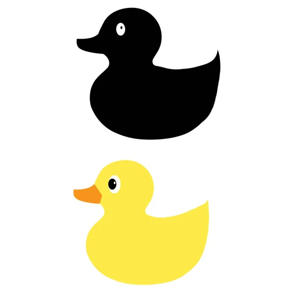 Gummiente Symbol Auf Weißem Hintergrund Ducky Badespielzeug Zeichen Entensymbol Flacher — Stockvektor