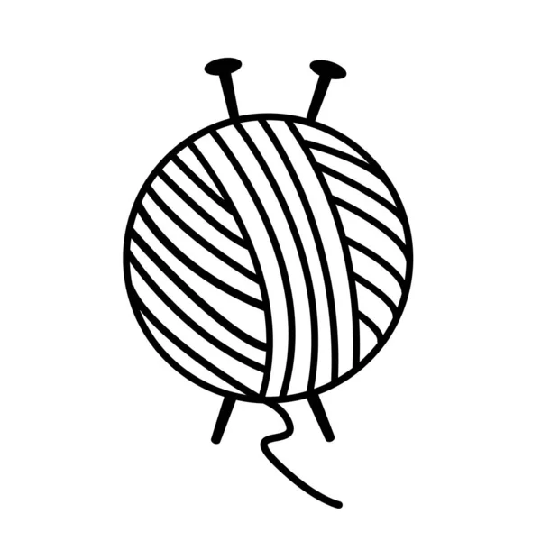 Fil Boule Aiguilles Icône Sur Fond Blanc Aiguilles Tricoter Signe — Image vectorielle