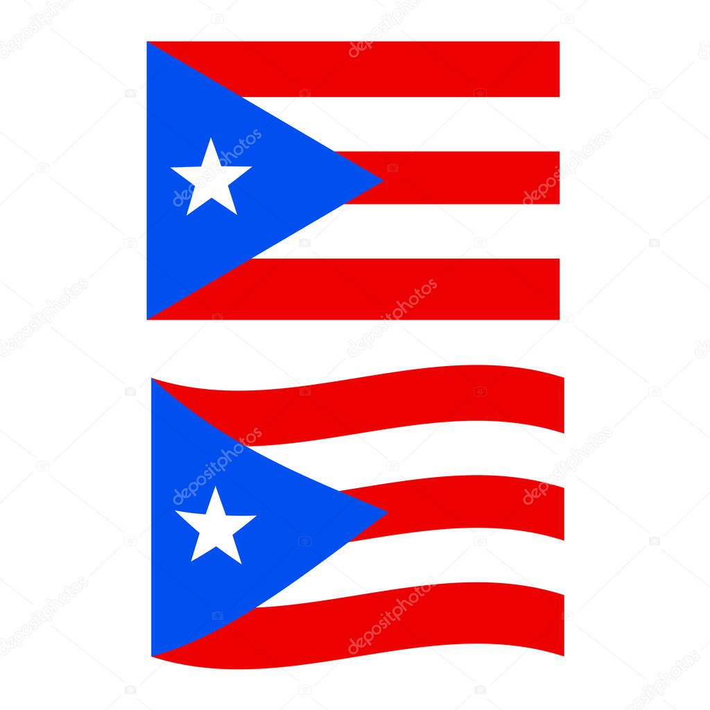 Puerto Rico Flag. National flag of Puerto rico sign. Waving Flag of Puerto Rico symbol. flat style.
