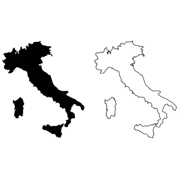 Mapa Preto Itália Sobre Fundo Branco Esboço Mapa Itália Sinal — Vetor de Stock