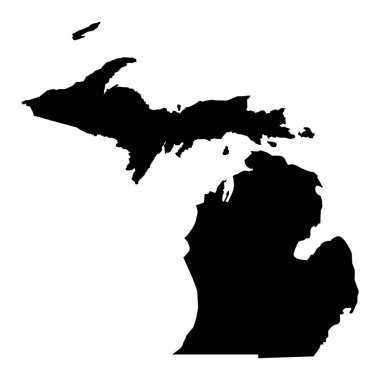 Michigan haritası beyaz arka planda. Michigan siyah eyalet işareti. Michigan eyaleti sembolü. düz biçim.