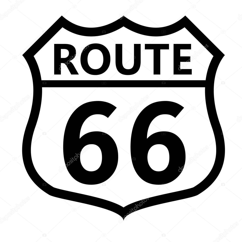 US route 66 sign. shield sign with route number and text symbol. United States Numbered Route. flat style.