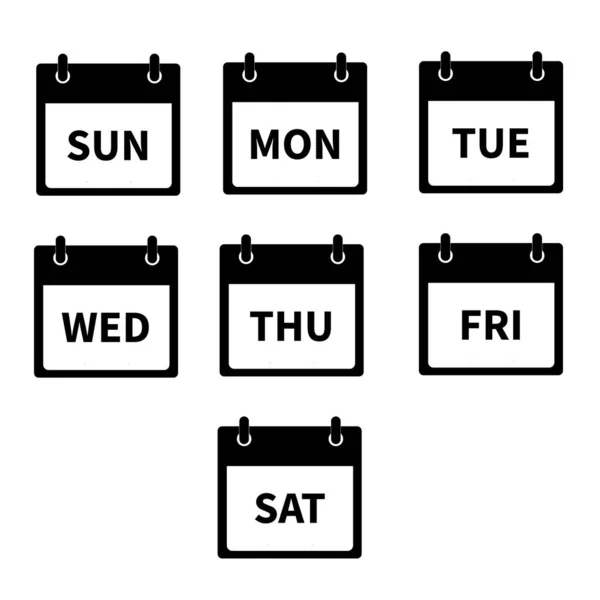 Dagen Van Week Pictogram Witte Achtergrond Elke Dag Week Kalenderteken — Stockvector