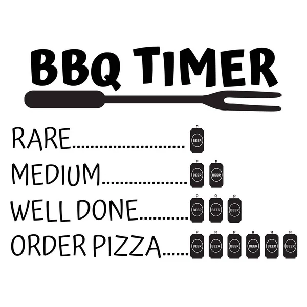 Bbq Timer Vit Bakgrund Grillförklädesskylt Grilltimersymbol Platt Stil — Stock vektor