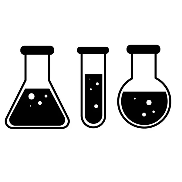 Tubos Ensayo Químicos Iconos Sobre Fondo Blanco Señal Laboratorio Químico — Vector de stock