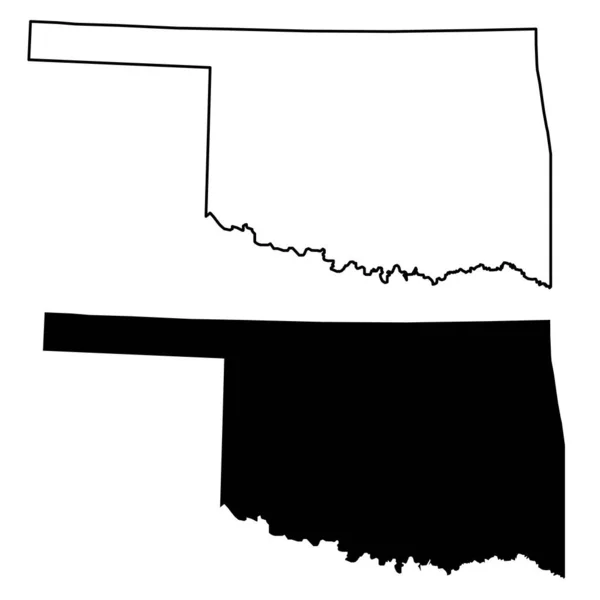 Oklahoma Mapa Bílém Pozadí Symbol Oklahomy Osnovy Mapě Oklahomy Plochý — Stockový vektor