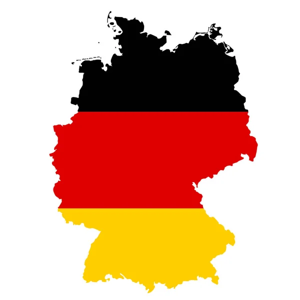 白色背景的德国地图和国旗 德国国旗地图符号 德国地图标志 扁平风格 — 图库矢量图片