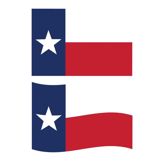 Texas Flagge Auf Weißem Hintergrund Schwenkt Ein Schild Mit Der — Stockvektor
