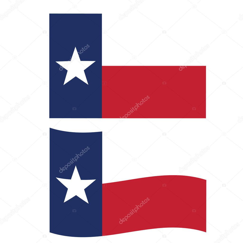 Texas flag on white background. wave Texas flag sign. Texas state symbol. flat style. 